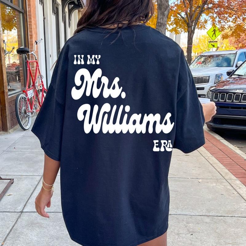 Personalized Mrs Shirt, In My Mrs. Era #1, Retro Custom Bride Shirt, Honeymoon Tee, Bachelorette Gift Shirts, Trendy Wife...