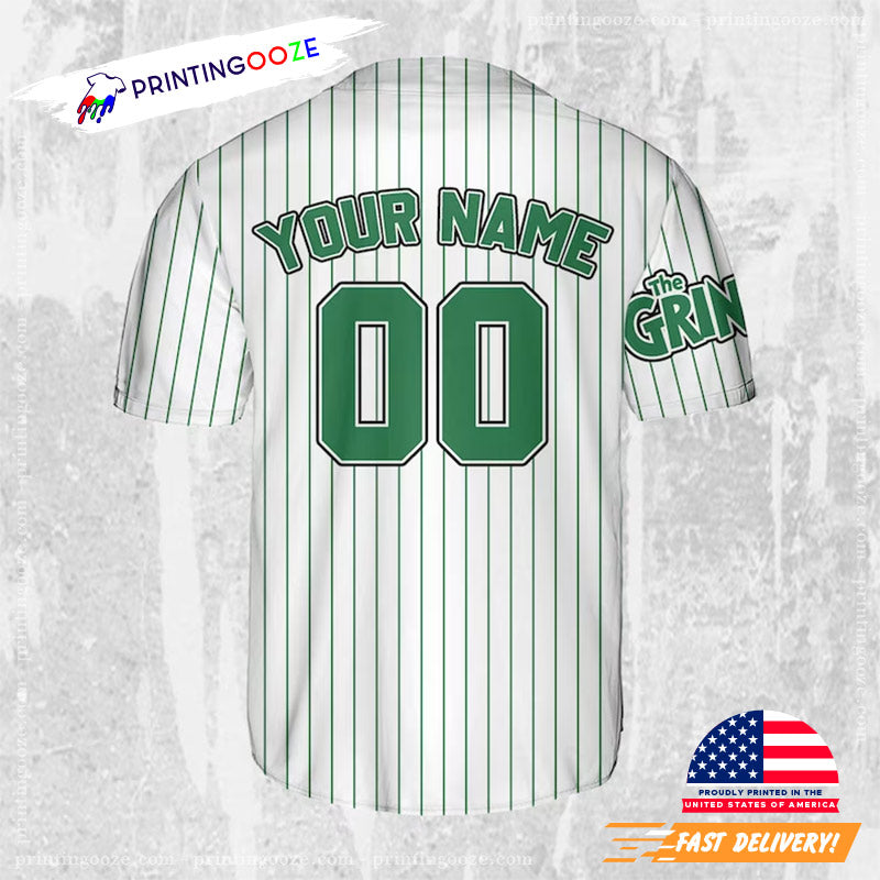 Personalized Name And Number The Grinch Santa Baseball Jersey