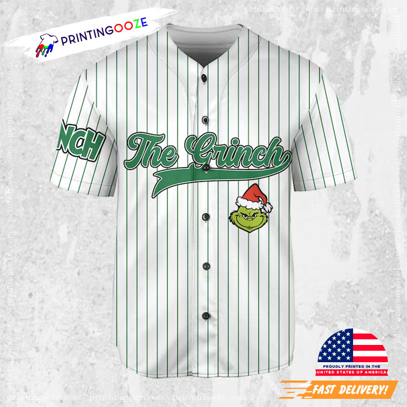 Personalized Name And Number The Grinch Santa Baseball Jersey