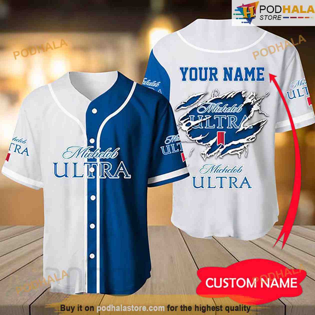 Personalized Name Basic Michelob Ultra 3D Baseball Jersey