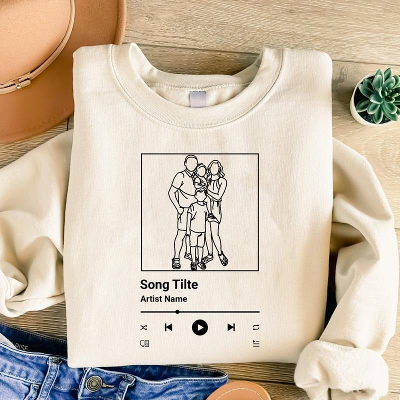 Personalized Portrait From Photo Sweatshirt, Custom Photo & Song Hoodie, Custom Artist Name Shirt, Custom Song Name...