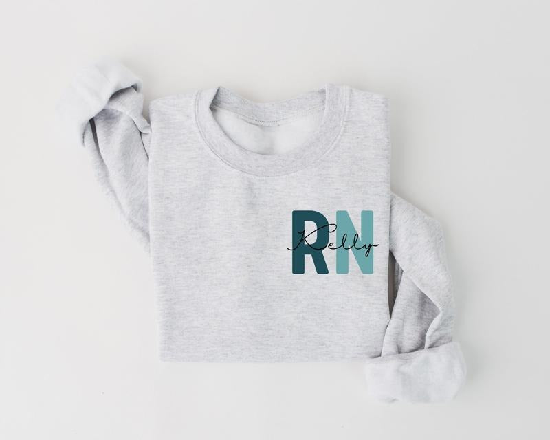 Personalized RN Nurse Sweatshirt, Custom RN Nurse Shirt, Nurse Appreciation Gift, Registered Nurse Crewneck, Shirt Hoodie