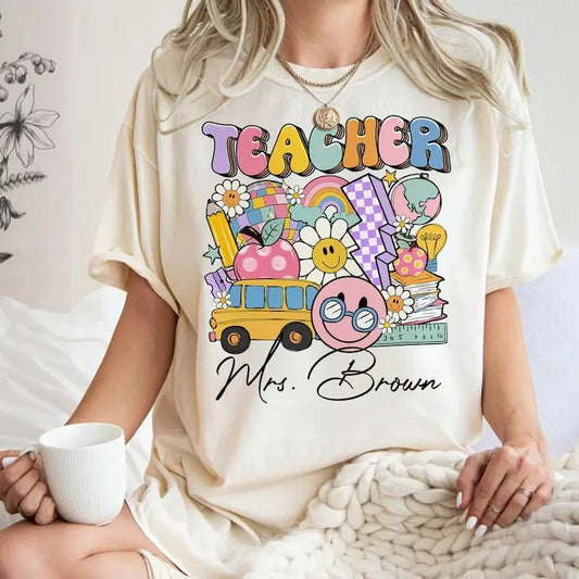 Personalized Retro Teacher Name Shirt, Custom Teacher Name Tshirt, Gift For Teacher, Teacher Appreciation Gifts, Thank...