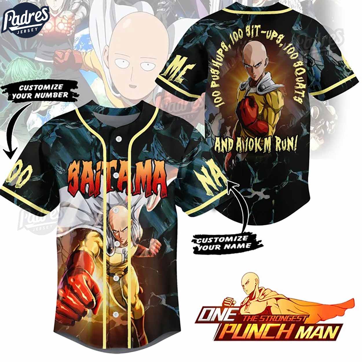 Personalized Saitama Baseball Jersey - Padres Jersey Oasis: Elevate Your Baseball Style Game T-Shirts, Hoodie,... (Image 1)