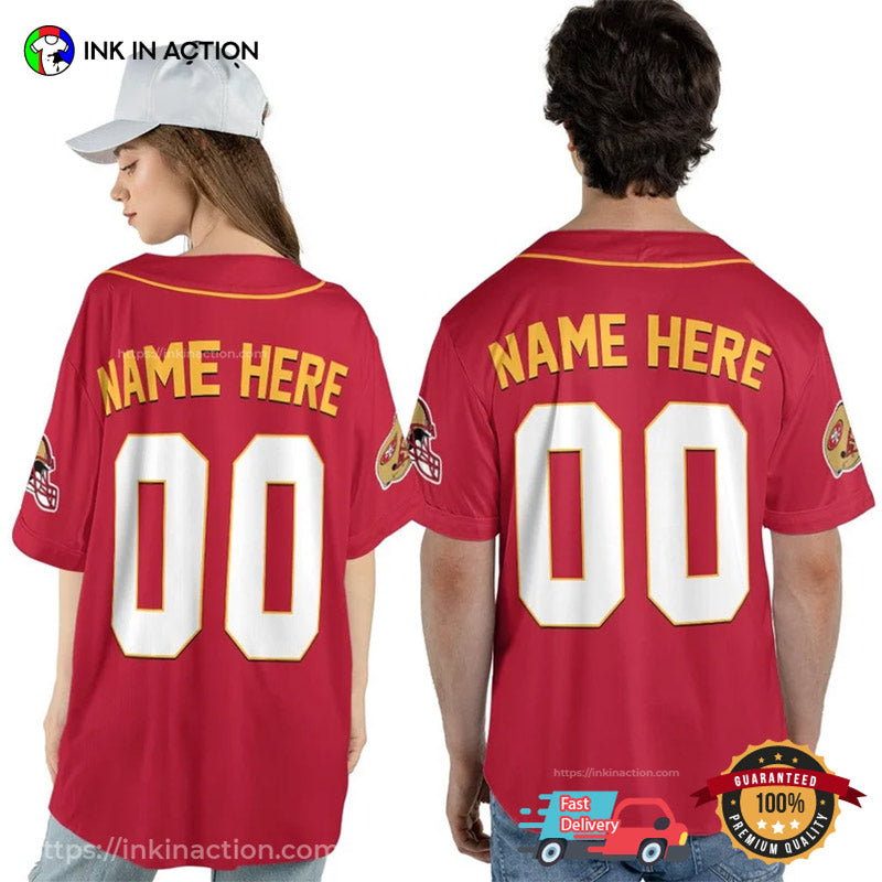 Personalized San Francisco 49er Game Day Red Baseball Jersey