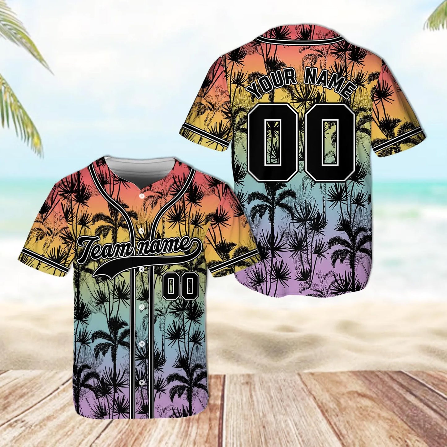 Personalized Tropical Summer Hawaiian Baseball Jersey No. 2