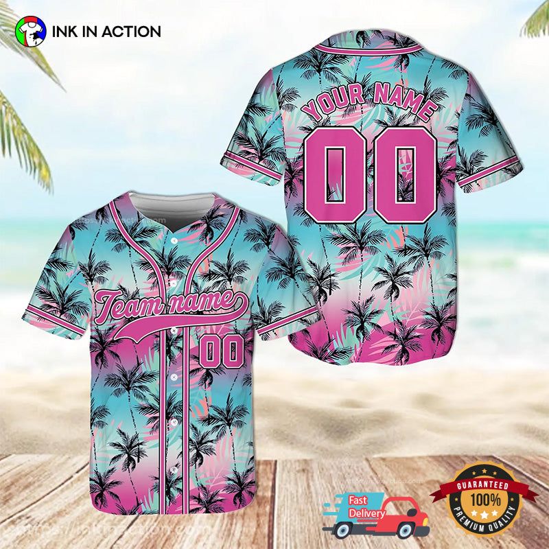 Personalized Tropical Summer Hawaiian Baseball Jersey No. 3