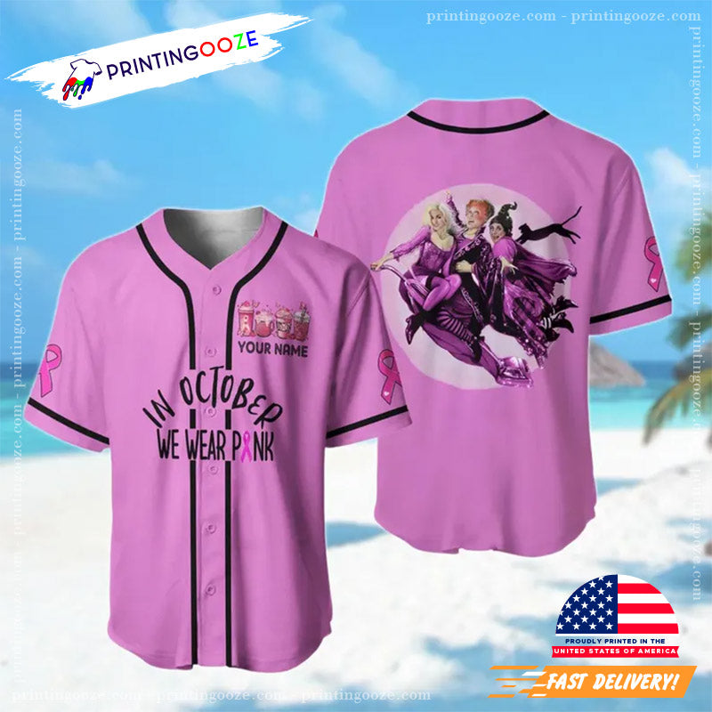 Personalized We Wear Pink Halloween Baseball Jersey