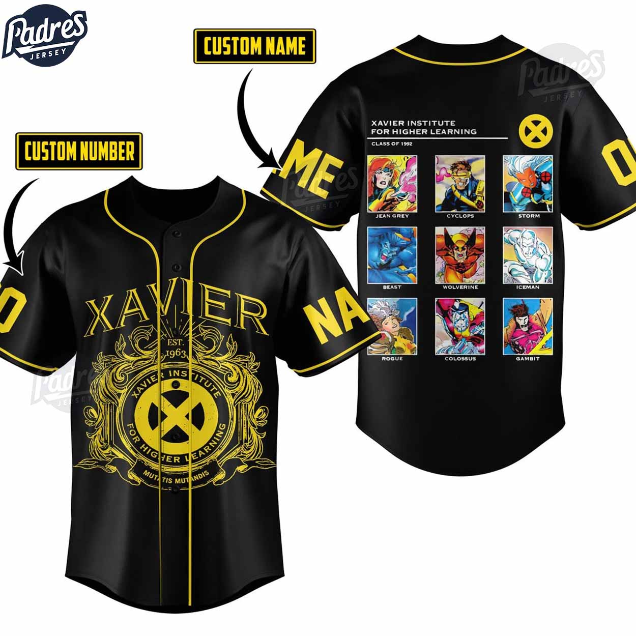 Personalized X-Men Xavier Baseball Jersey - Padres Jersey Oasis: Elevate Your Baseball Style Game T-Shirts,... (Image 1)