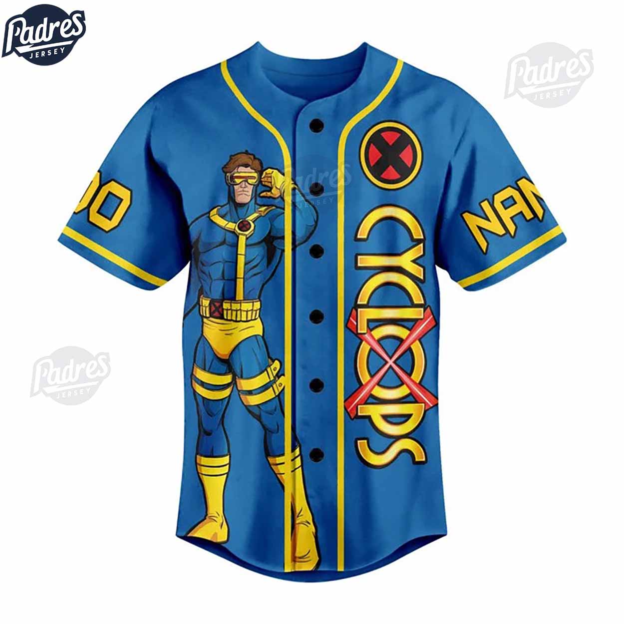 Personalized X-men Cyclops Baseball Jersey - Padres Jersey Oasis: Elevate Your Baseball Style Game T-Shirts,... (Image 2)