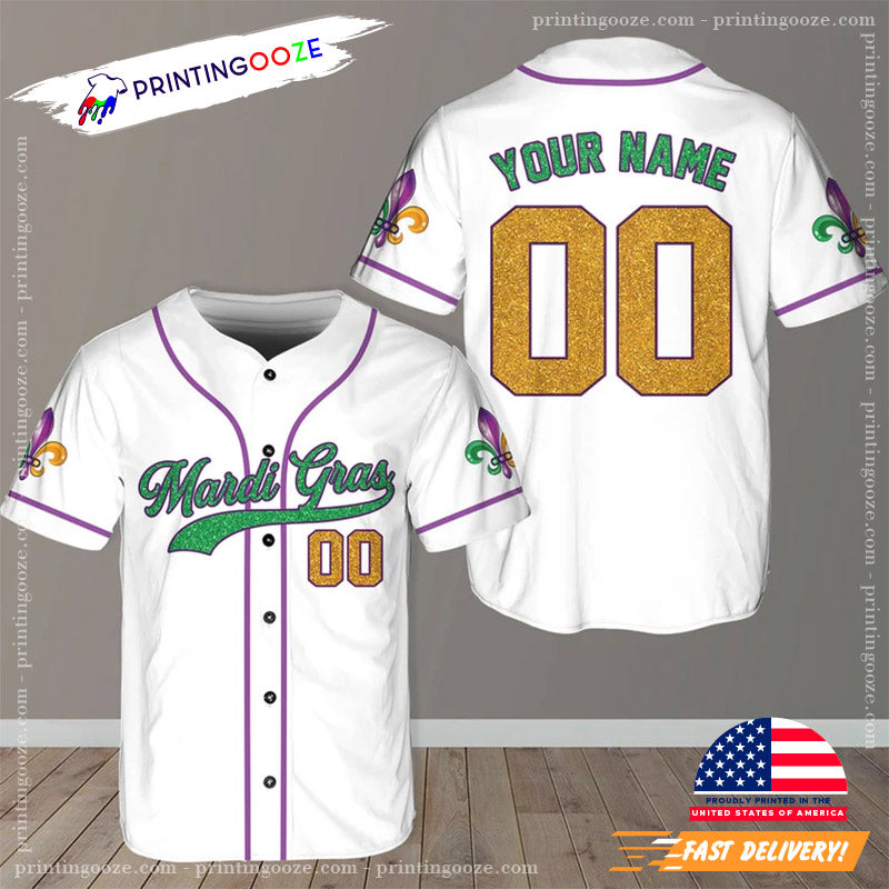 Personalized Carnival Mardi Gras Baseball Jersey No. 1