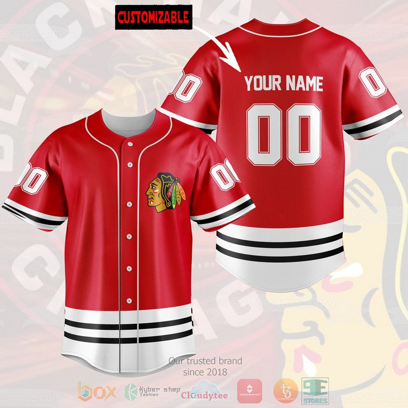 Personalized Chicago Blackhawks custom red Baseball shirt