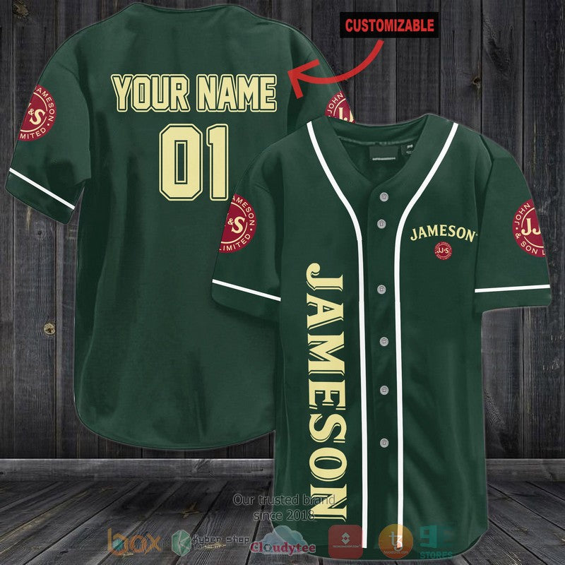 Personalized Jamson custom dark green Baseball shirt