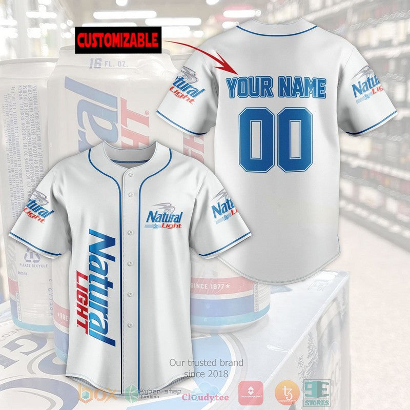 Personalized Natural Light custom white Baseball shirt
