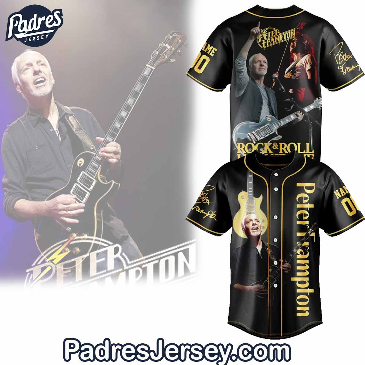 Peter Frampton Personalized Baseball Jersey Outfit - Padres Jersey Oasis: Elevate Your Baseball Style Game... (Image 1)