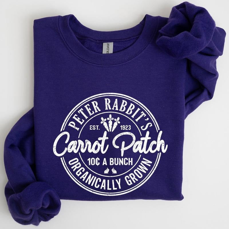 Peter Rabbit's Carrot Patch, Retro Farm Sign, Easter Sweatshirt, Women's Crew Neck, Crewneck T-Shirts, Hoodie