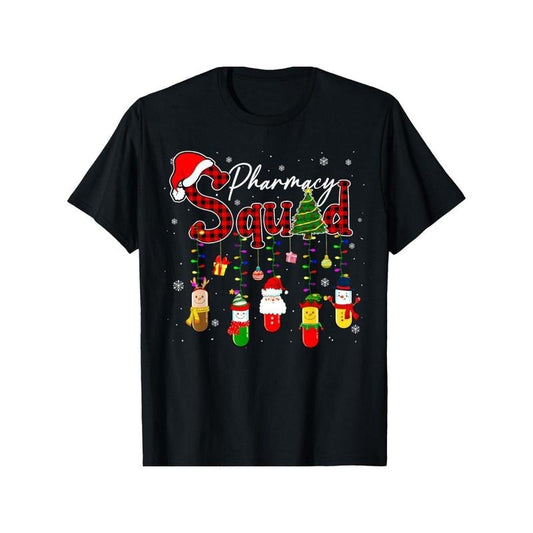 Pharmacy Squad Funny Pills Pharmacist Crew Christmas Lights T-Shirt for Men Women, Christmas Halloween New year...