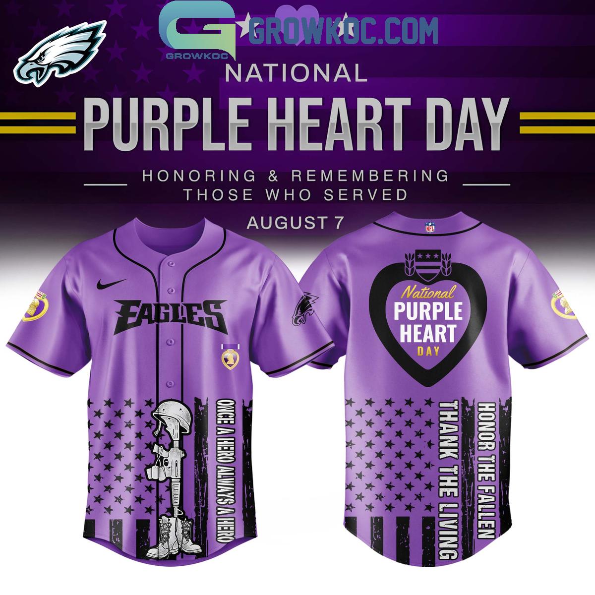 Philadelphia Ealges Purple Heart Day 2025 Baseball Jersey