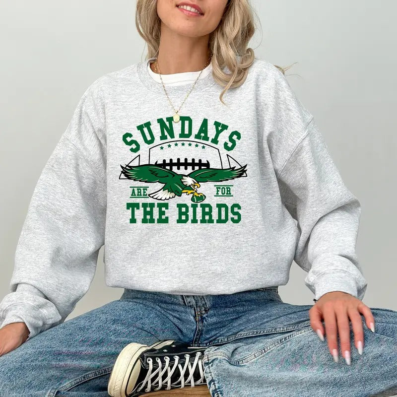 Philadelphia Football Sweatshirt, Sunday Are For The Birds, Vintage Philadelphia Crew Neck, Philadelphia Birds Sweater,...