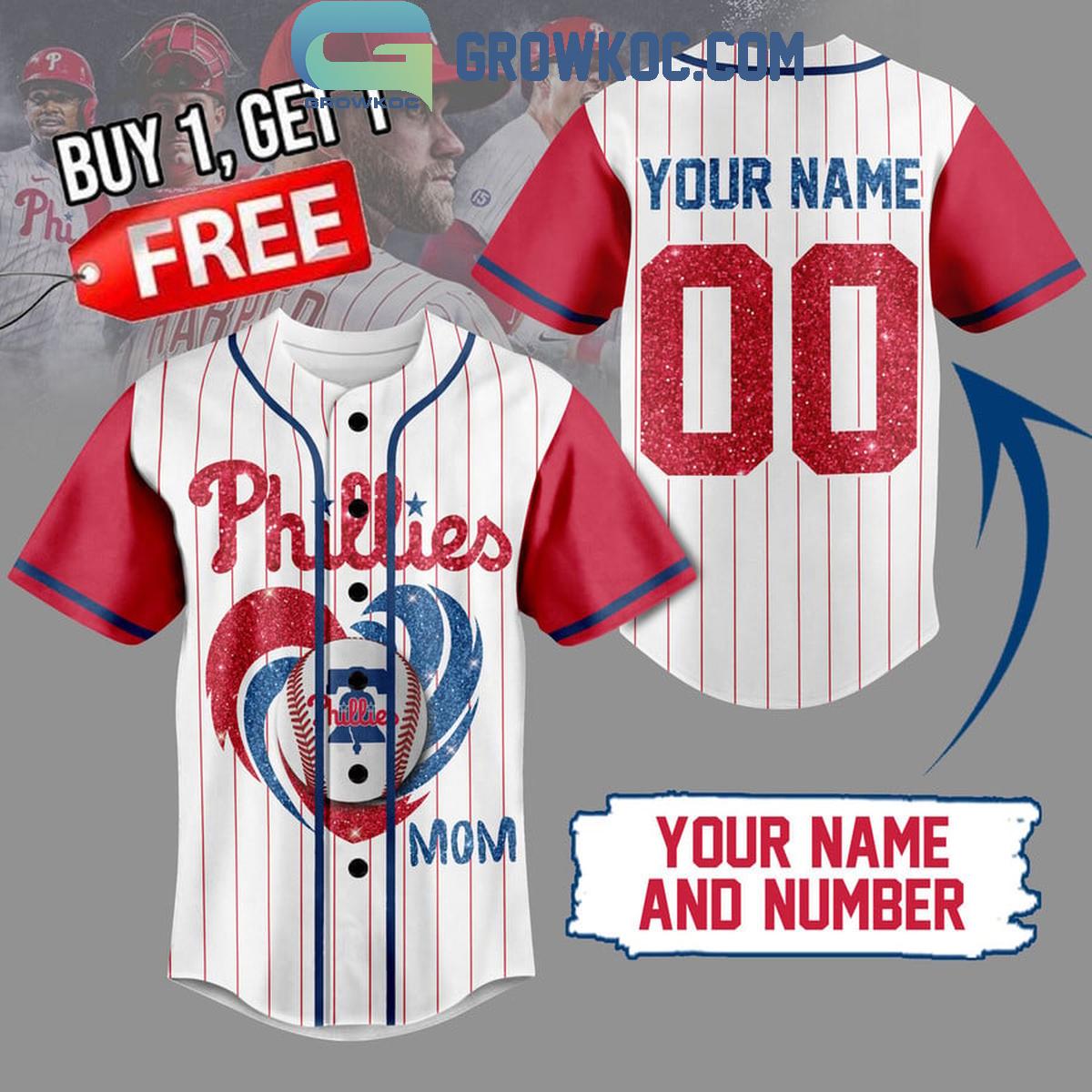 Philadelphia Phillies Baseball Mom Love Personalized Baseball Jersey