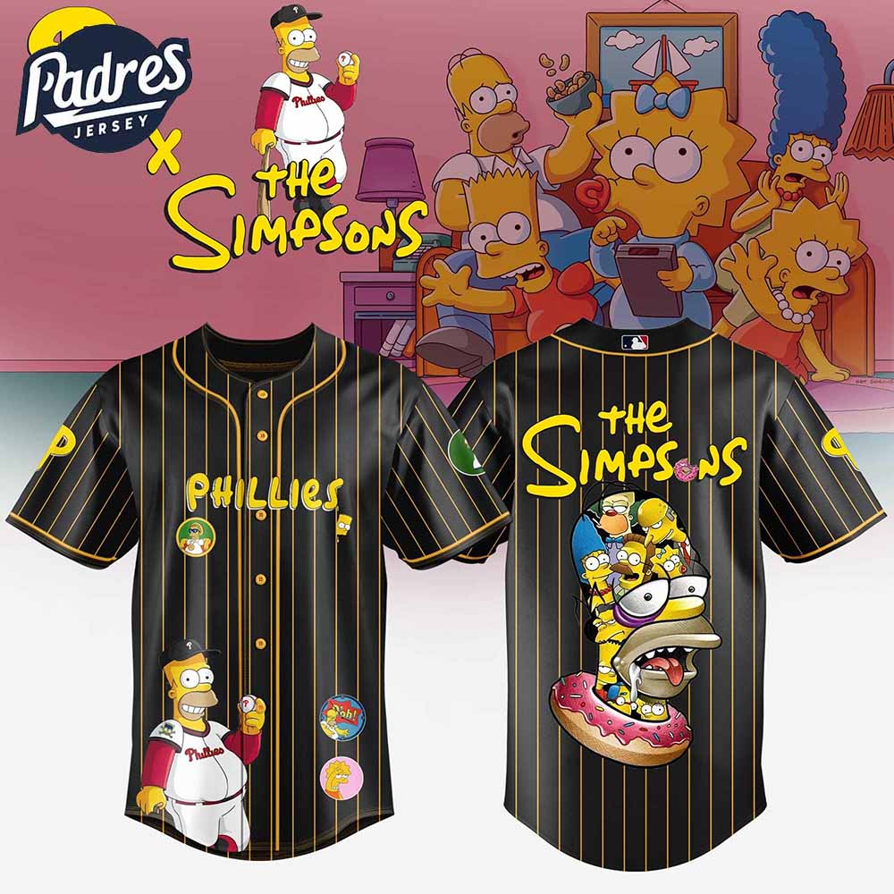 Philadelphia Phillies MLB x The Simpsons Baseball Jersey Style - Padres Jersey Oasis: Elevate Your Baseball... (Image 1)