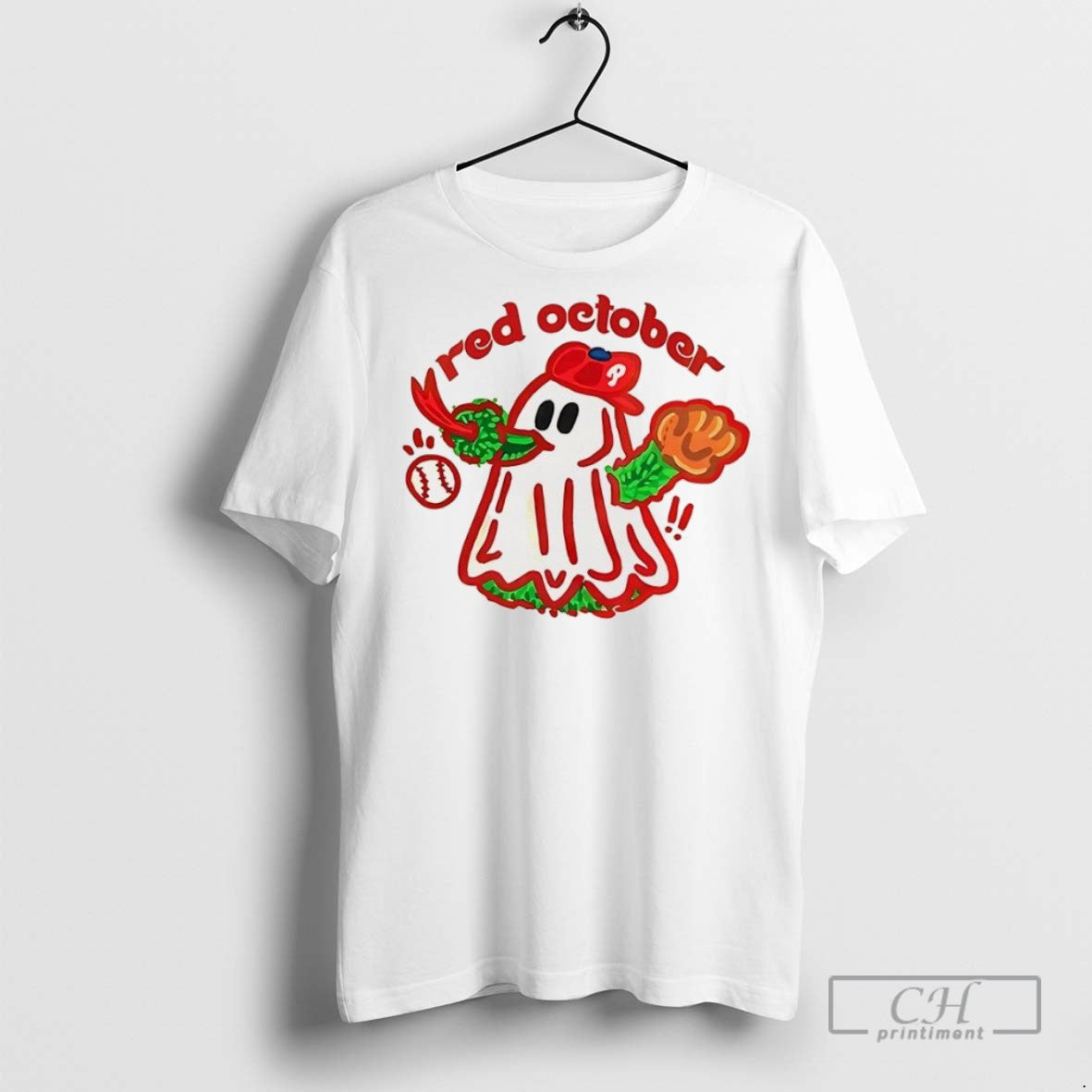 Philadelphia Phillies Baseball Ghost Phillie Phanatic Red October Red Halloween T Shirts