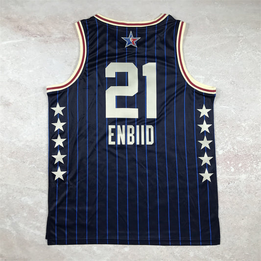Philadelphia 76ers #21 Joel Embiid 2024 NBA All-Star Swingman Jersey Hot Press 24 All-Star Blue Hot Press S-XXL Style 1