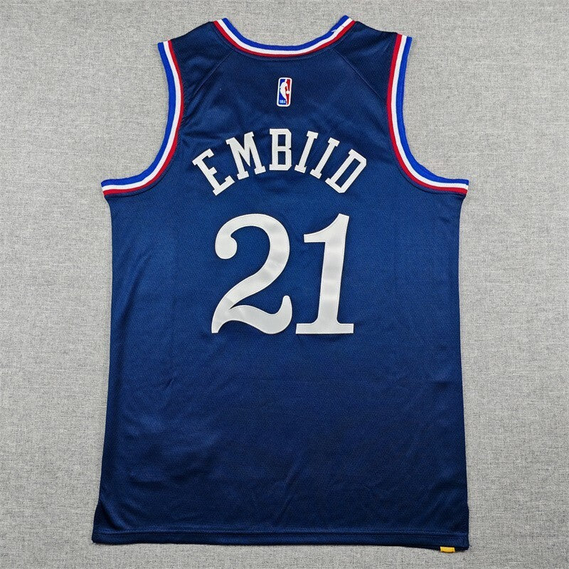 Philadelphia 76ers #21 Joel Embiid 26 76 21 Navy City Edition Style 1