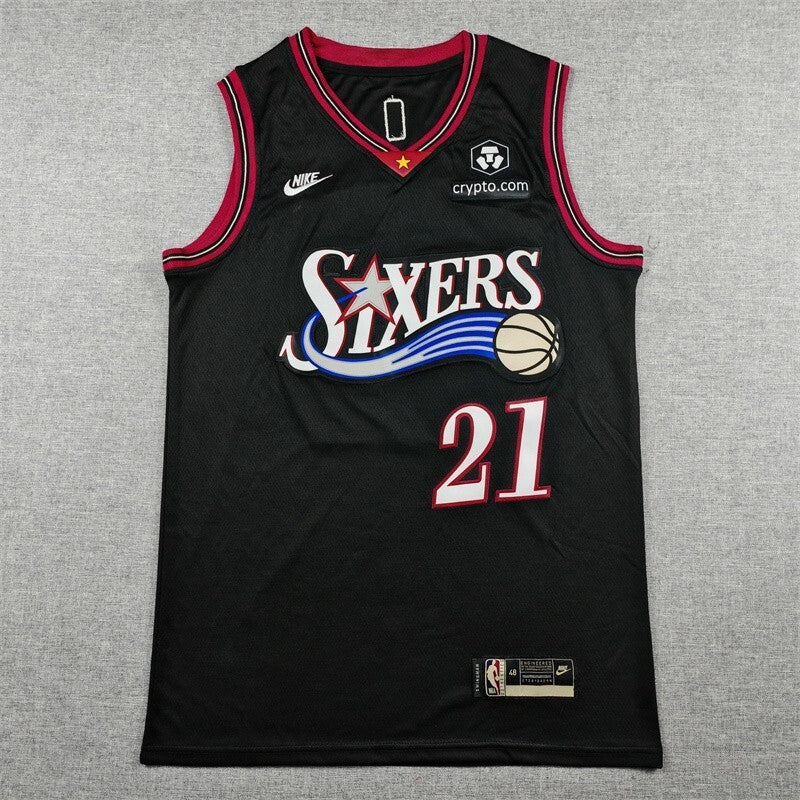 Philadelphia 76ers #21 Joel Embiid 26 76 Classic Black Style 2