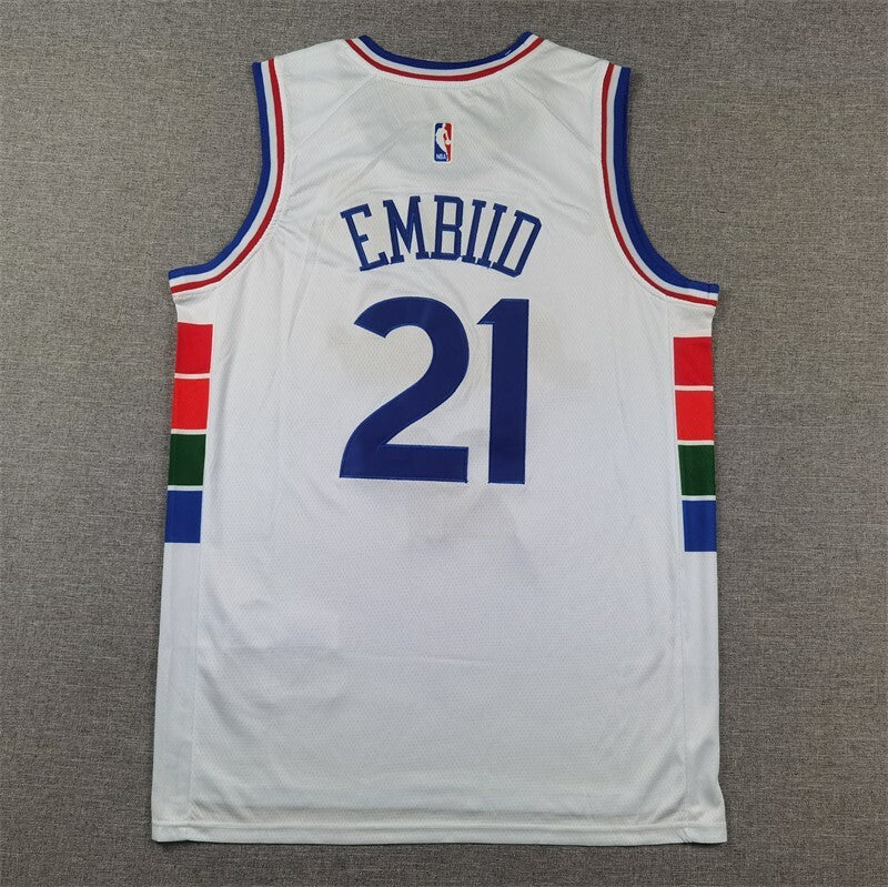Philadelphia 76ers #21 Joel Embiid 76 21 White City Edition s-xxl Style 1