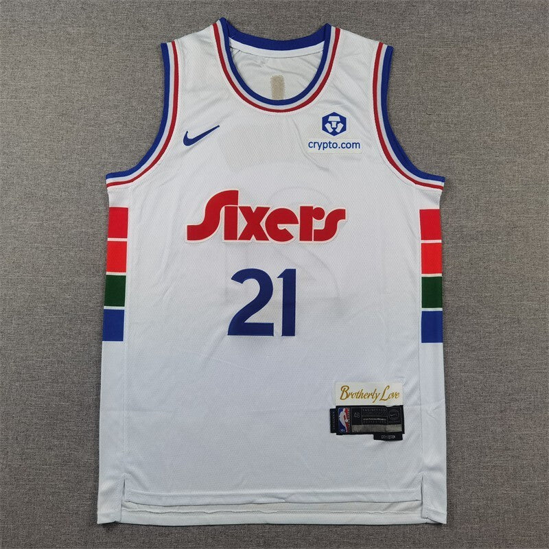 Philadelphia 76ers #21 Joel Embiid 76 21 White City Edition s-xxl Style 2