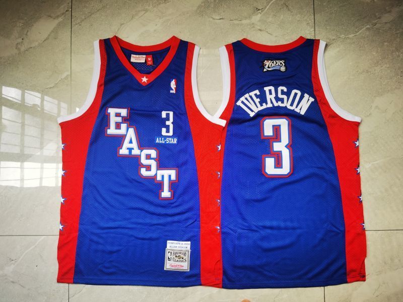 Philadelphia 76ers #3 Allen Iverson 04 All-Star 3 Blue Style 3