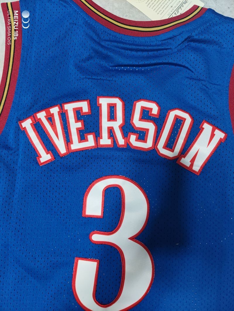 Philadelphia 76ers #3 Allen Iverson 76 3# Iverson Retro Blue Jersey Style 3