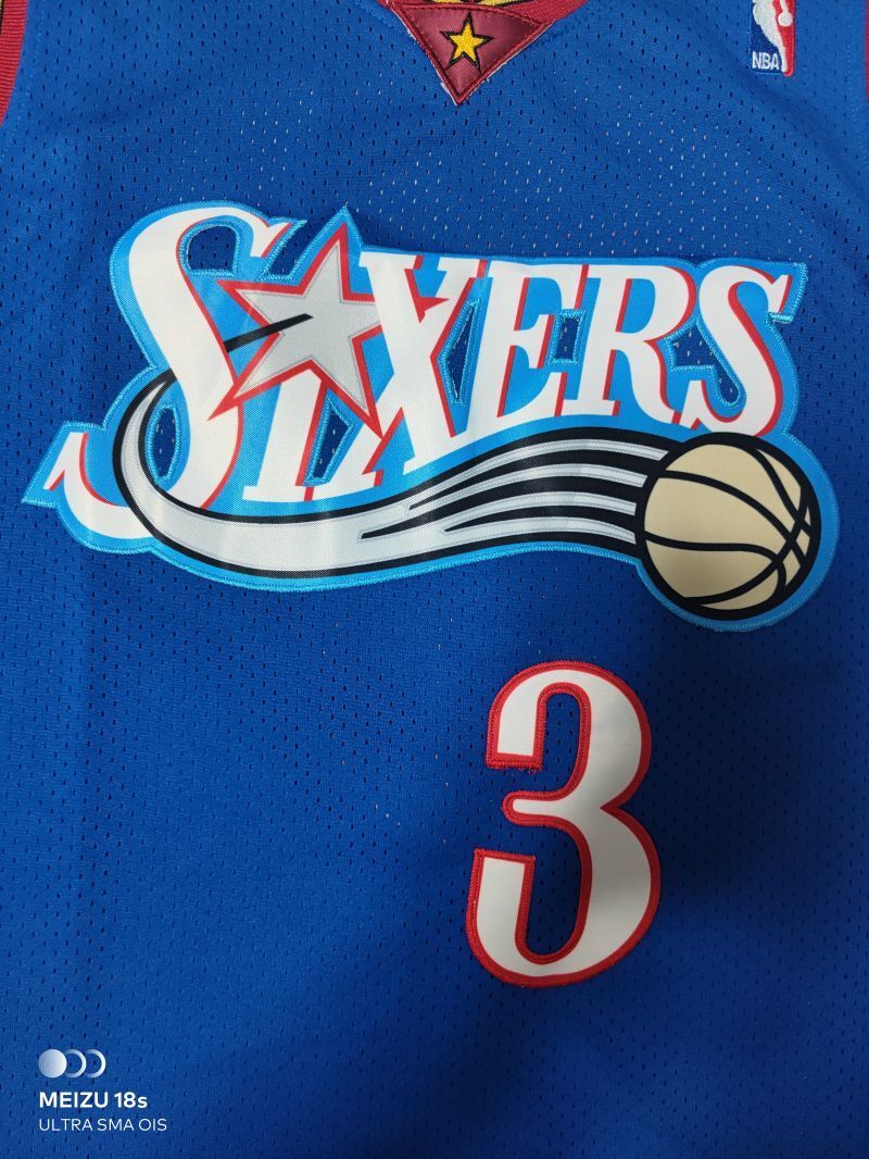 Philadelphia 76ers #3 Allen Iverson 76 3# Iverson Retro Blue Jersey Style 5