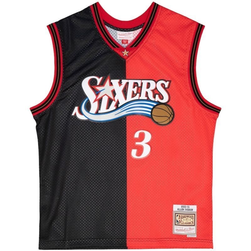 Philadelphia 76ers #3 Allen Iverson m&n jersey splite Style 2