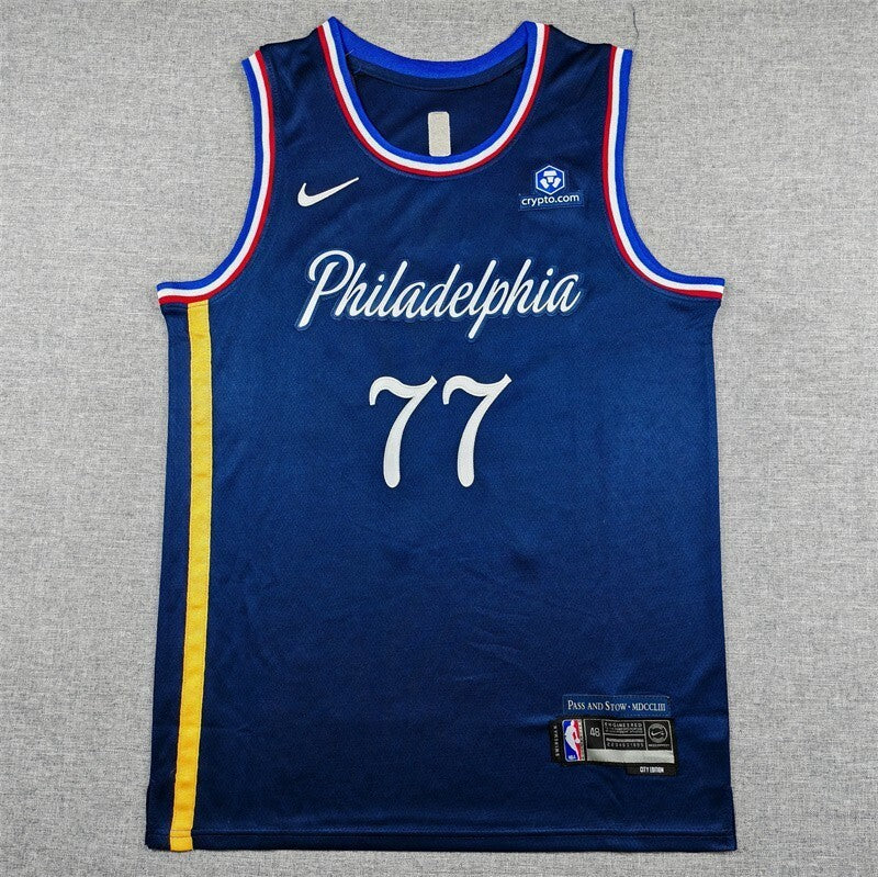 Philadelphia 76ers #77 V. J. Edgecombe 26 76 77 Navy City Edition Style 4