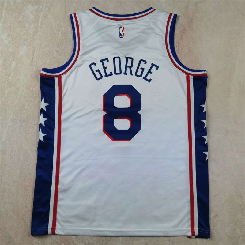 Philadelphia 76ers #8 Paul George Hot Press 76 8 White s-xxl Style 1