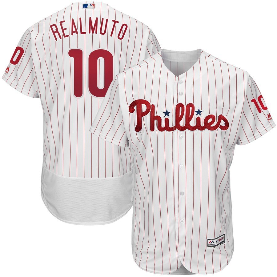 Philadelphia Phillies #10 JT Realmuto Majestic Home Flex Base Authentic Collection Player Jersey - White