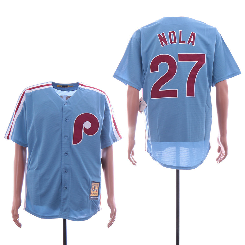 Philadelphia Phillies #27 Aaron Nola Phillies 27 Blue Fan Retro Edition