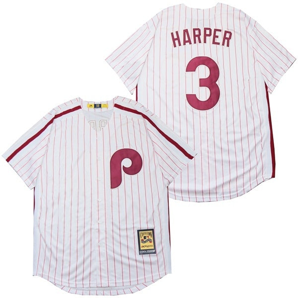 Philadelphia Phillies #3 Bryce Harper Phillies 3 White Red Retro