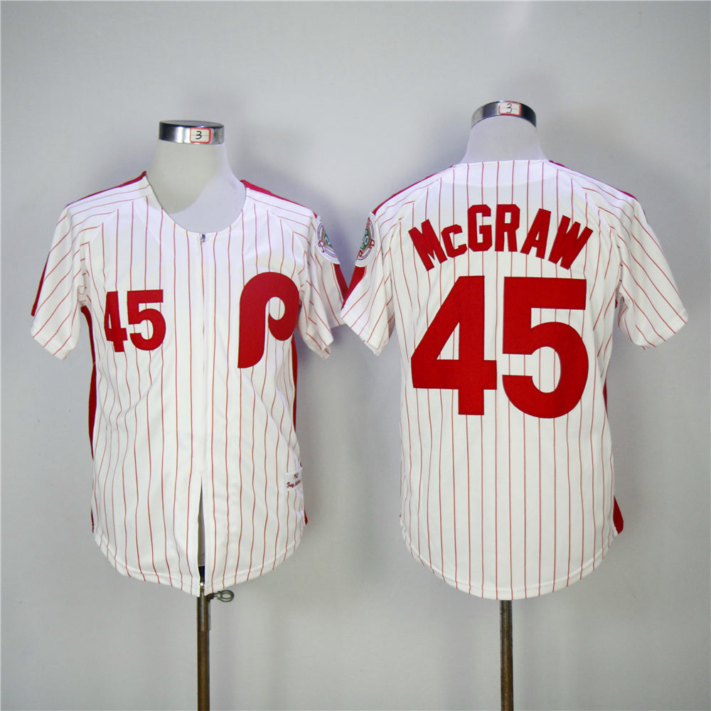 Philadelphia Phillies #45 Mcgraw Phillies 45 White Red 1983 Retro Style 2