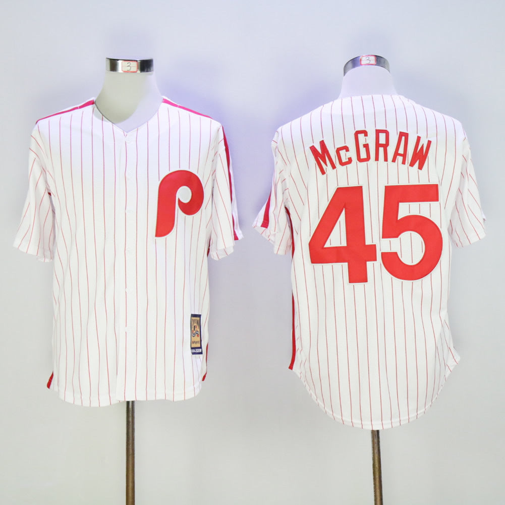Philadelphia Phillies #45 Phillies 45 White Red Retro Fan Edition