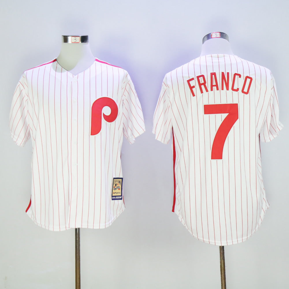 Philadelphia Phillies #7 Maikel Franco Phillies 7 White Red Retro Fan Edition Style 2