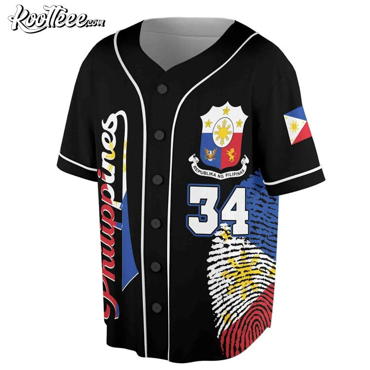 Philippines Flag Coat of Arms Filipino Custom Baseball Jersey