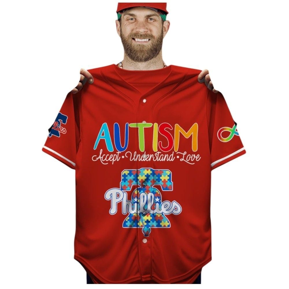 Phillies Autism Accept Understand Love Baseball Jersey - Grishko.com T-Shirts, Hoodie, Sweatshirt | WearSparks.com (Image 2)