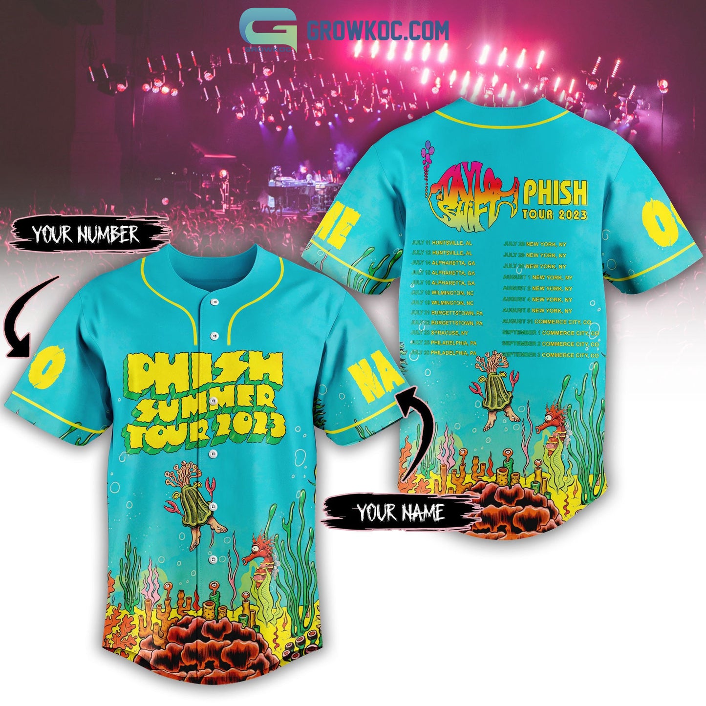 Phish Summer Tour 2023 Sea Design Personalized Baseball Jersey
