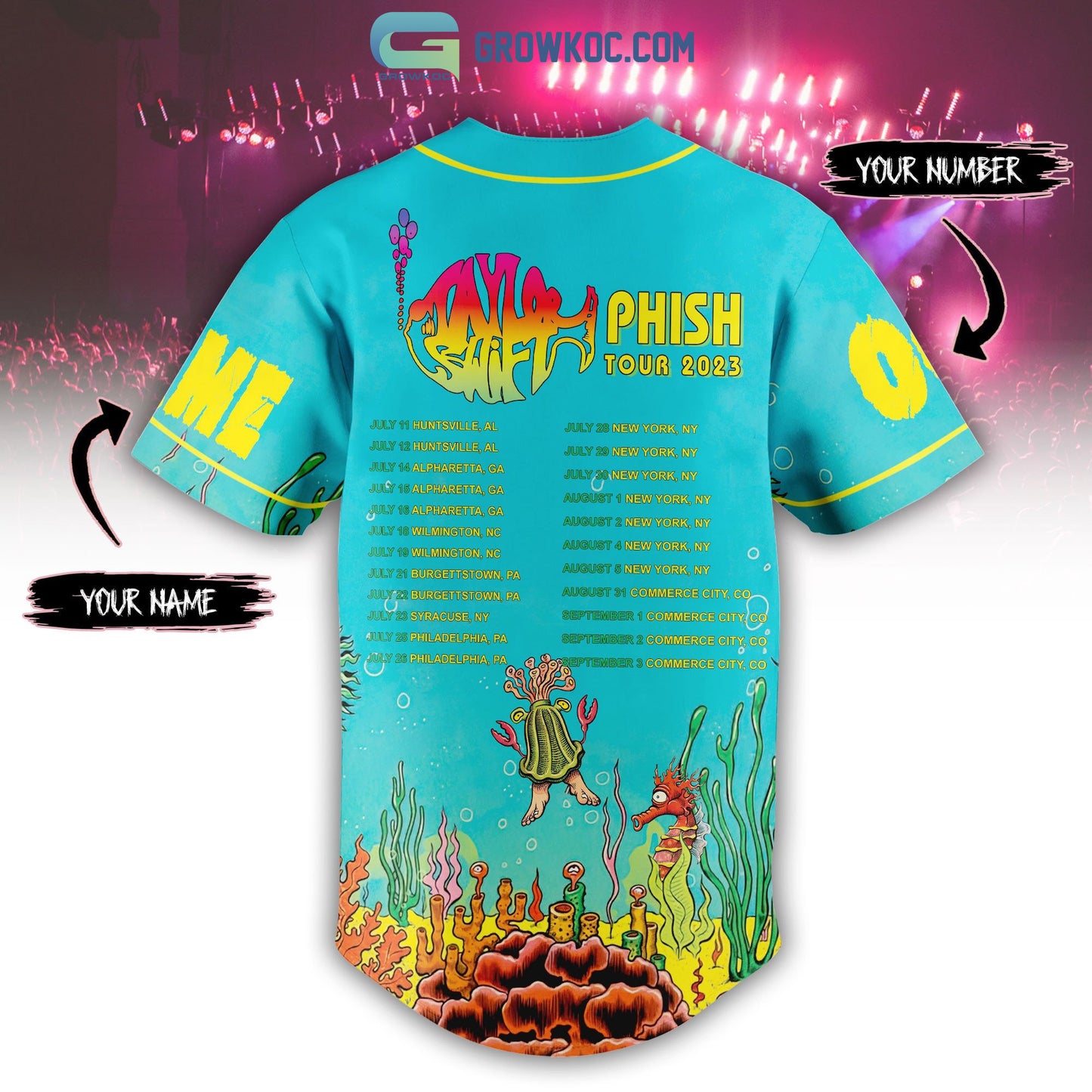 Phish Summer Tour 2023 Sea Design Personalized Baseball Jersey