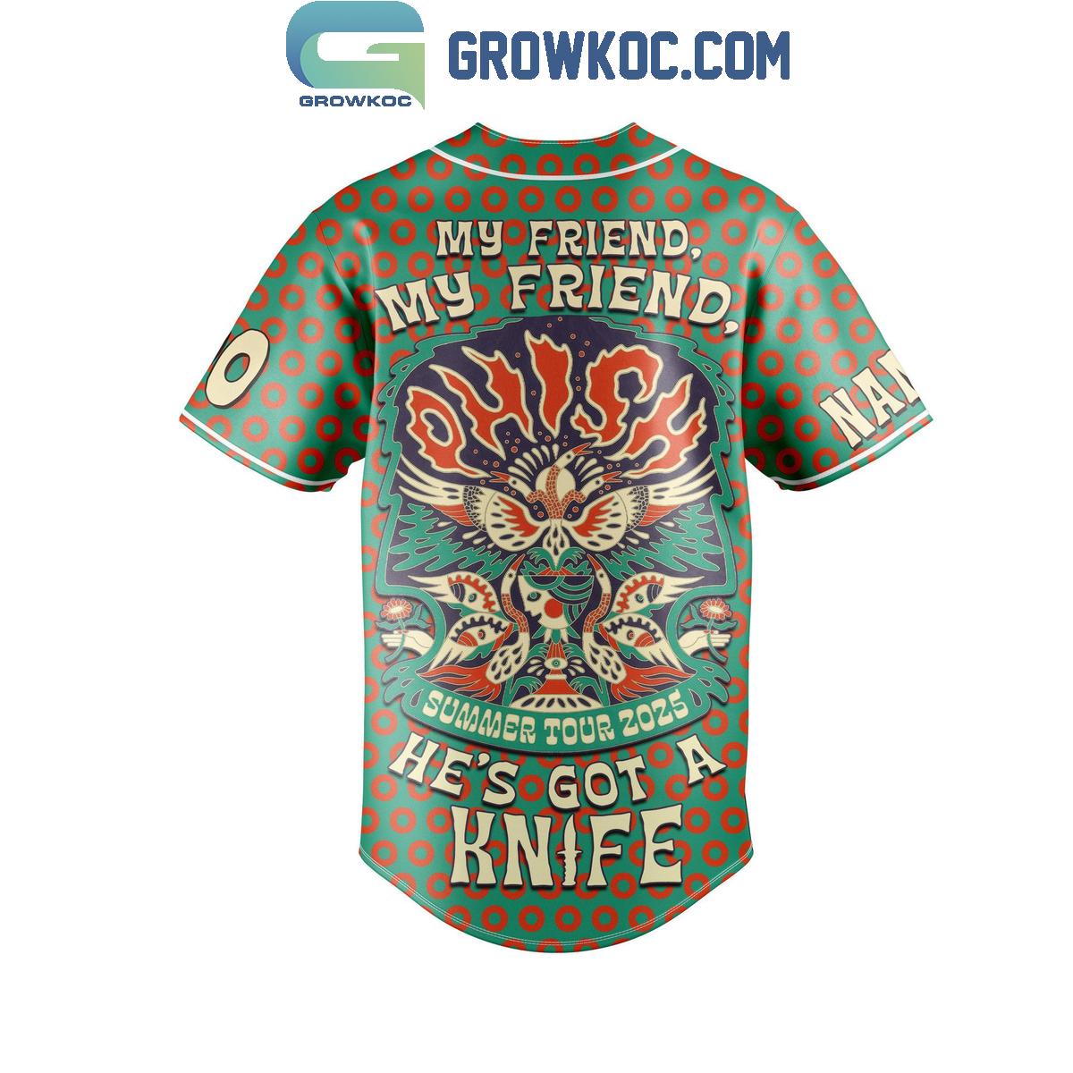 Phish Summer Tour 2025 He’s Got A Knife Personalized Baseball Jersey
