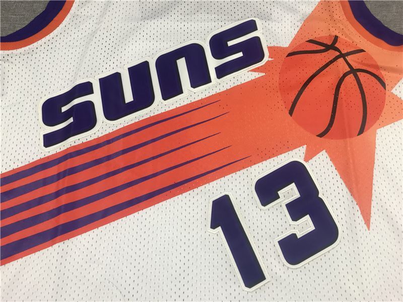 Phoenix Suns #13 Steve Nash Suns 13 White Gold Logo Style 3