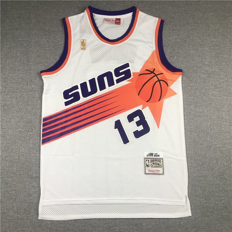 Phoenix Suns #13 Steve Nash Suns 13 White Gold Logo Style 4